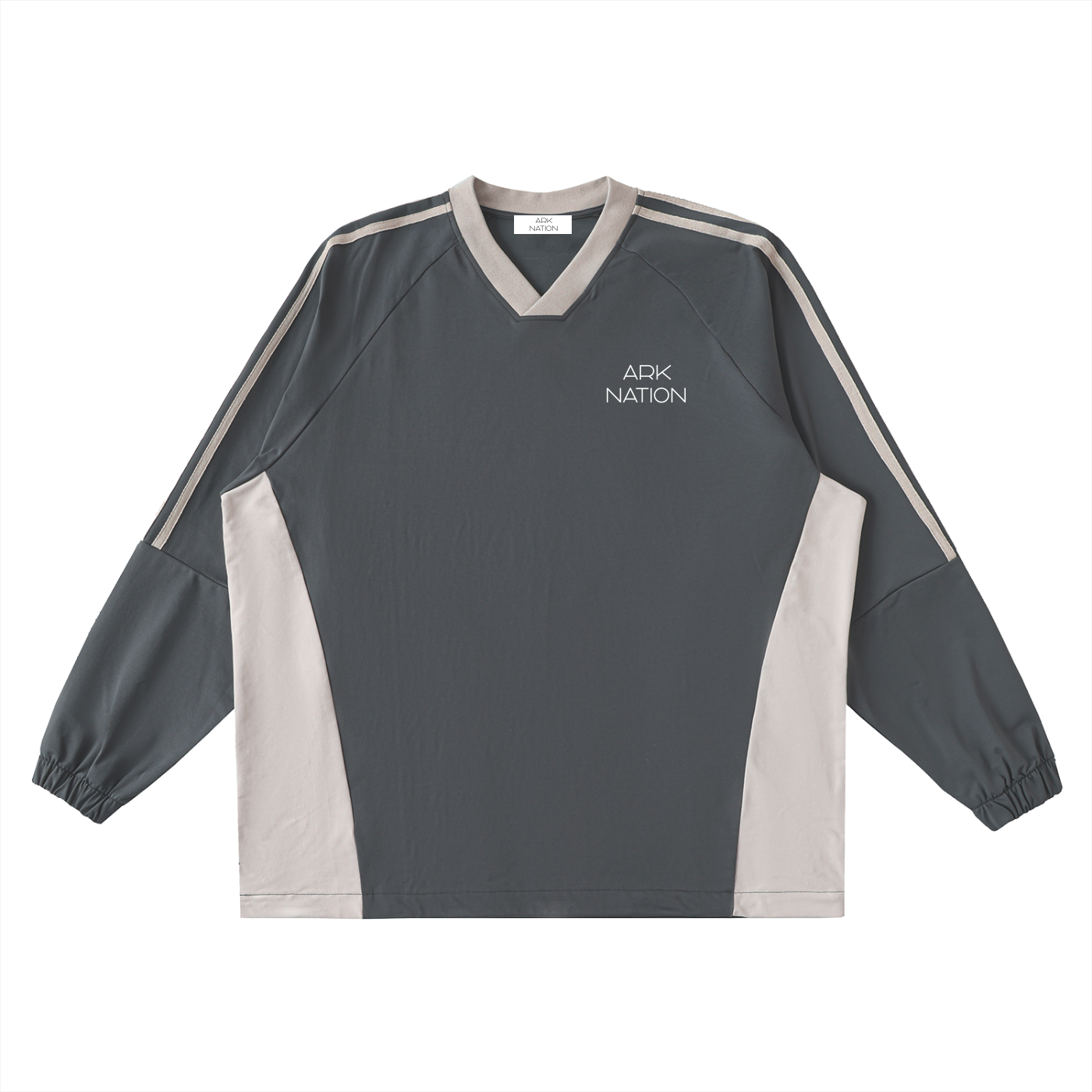 Color-Block V-Neck Long-Sleeve T-Shirt